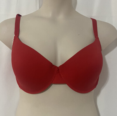 Juicy Couture  Womens T-Shirt Bra Red Smooth Lightly Padded Underwire Nylon  42D