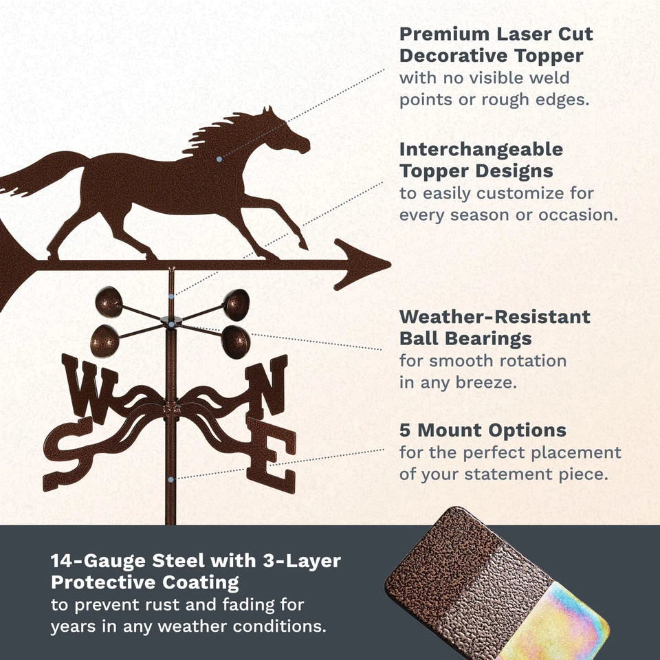 EZ Vane: HEAVY DUTY Steel Horse Running Weathervane - Image 2 of 4