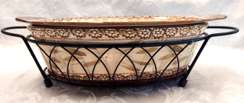 Casseruola ovale Temp-Tations by Tara Old World marrone, coperchio e cestino in ceramica - Foto 6 di 14