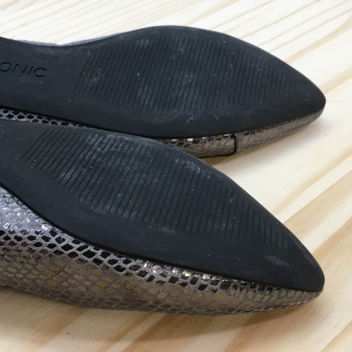 Vionic Shoes Womens 6 Caballo Slip On Flats Gray Leather Snakeskin Pointed Toe - Picture 11 of 15