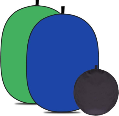 5X3.3Ft (1.5Mx1M) 2 in 1 Cotton Muslin Green Blue Reflector Backgrounds Portable