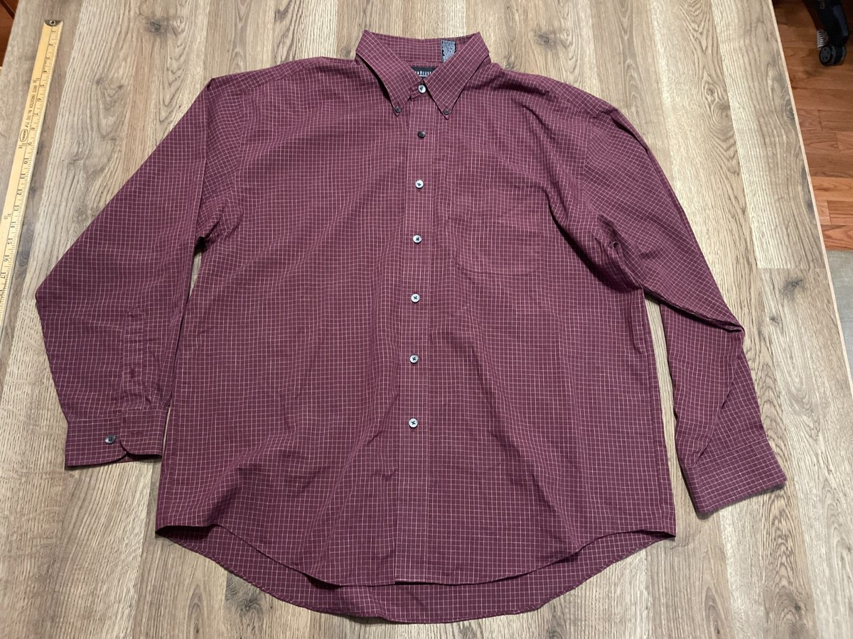 VAN HEUSEN シャツ　チェック　17 Van Heusen Shirt, Mens Size XL, 17-17.5, Maroon, Check