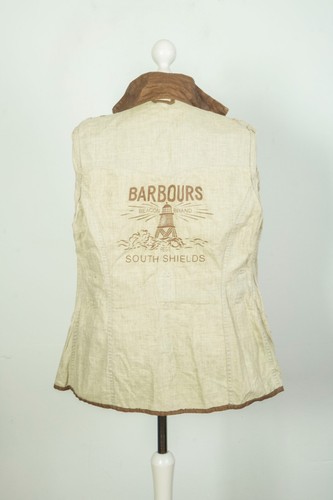 -Ladies Barbour Duralinen International Brown Belted Jacket Linen Sz UK 10 US 6 - Picture 6 of 9