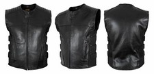 NEW LEATHER MEN SWAT STYLE MOTOR CYCLE VEST 2024-25 STOCK ALL SIZES - CP MADE