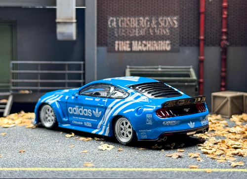 ED Liberty 1:64 Blue Mustang Muscle Widebody Sports Model Diecast Collect Car - Picture 6 of 16