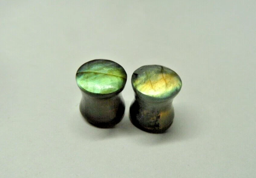 Natural Labradorite Gemstone, Ear Piercing Plugs, Ear Gauge, Tunnels, Blue Fire - Image 4 of 4