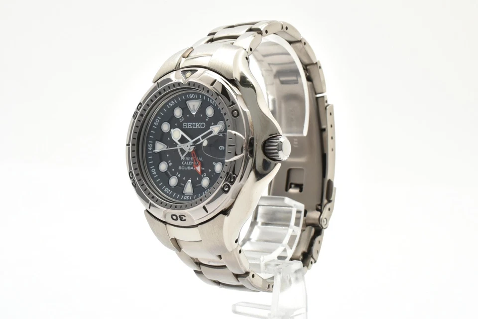 [近乎完好] 精工 8F58-0020 钛空气潜水员 HAQ 200 米 永久日历 日本 — 第 3/4 张图片