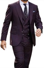 Men Bespoke 3 Piece Business Formal Grooms Dress Party Prom Tuxedo Wedding Suit