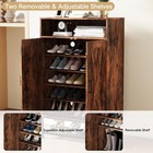 7-Tier Farmhouse Shoe Cabinet Wooden Shoe Storage Organizer 24-Pair Rustic Brown — photo 5