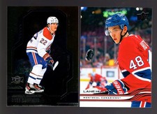 2 CARD LOT OF METAL UNIVERSE UPPER DECK COLE CAUFIELD LANE HUTSON CANADIENS HABS