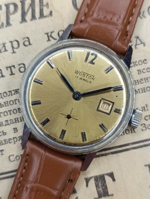 NICE Vintage Soviet USSR men's watch Wostok Vostok ChChZ 17J DATE Early 1960s