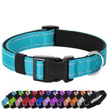 Reflective Dog Collar Padded with Soft Neoprene Breathable Quick Release Basi...