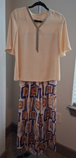 Vtg Style, Retro Wide Leg Palazzo Trousers Casual Chic Vacation Wear Artsy Italy