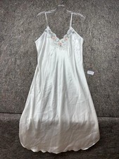 Vintage Val Mode Robe White Satin Nightie Lace Size L