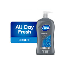 Dial Refresh 3-in-1 Men's Body Wash Body, Hair  Face, Blue Sage Scent, 32 fl oz