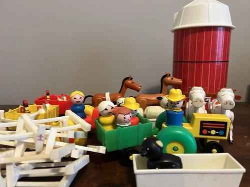 Vintage Fisher Price Little People Farm Accessories Inc. Horses Sheep Silo Etc.