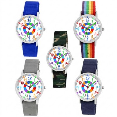 Jungen Lernuhr Kinder Armbanduhr wasserdicht Geschenk Einschulung schwarz grau