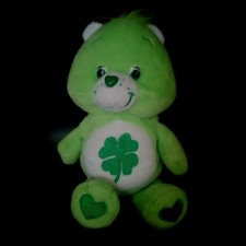 Vintage Care Bear Good Luck Bear Plush, 9", Green, Lucky Shamrock 2002