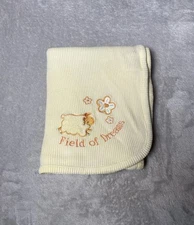 Cutie Baby Yellow Thermal Waffle Blanket Sheep Lamb Field Of Dreams Lovey 28x34