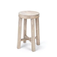 Mercana  Furniture Brahma 26" Total Height White Wood Seat & Base Stool