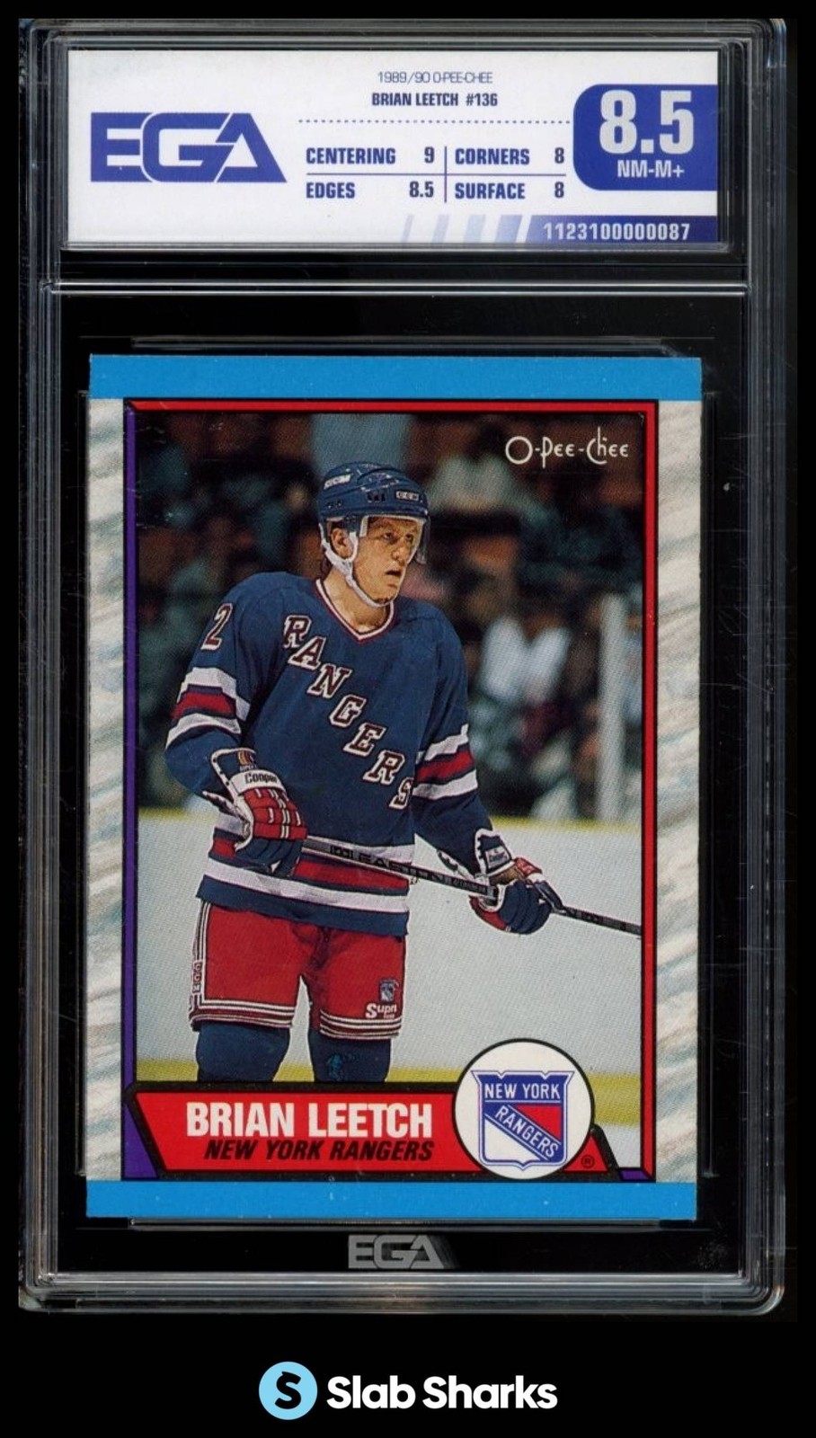 1989 O-PEE-CHEE #136 BRIAN LEETCH RC ROOKIE EGA 8.5