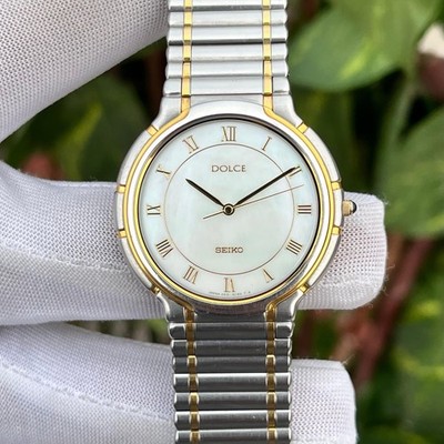 Vintage Seiko Dolce Mother Of Pearl Roman Dial Japan Men Quartz