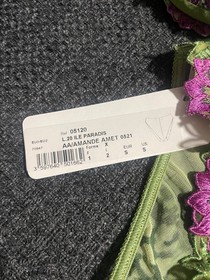 Lise Charmel French Green & Purple 3 Piece Set! Bra, Camisole & Bikini! NWT!