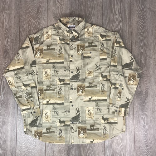 Columbia River Lodge Deer Hunting Buck Men's XL Long Sleeve Button Shirt - Picture 2 of 6