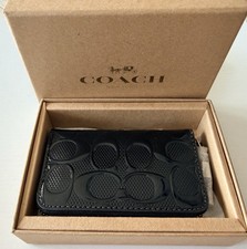 COACH CCH31B Signatura Black patent Leather Zip Around Card Case