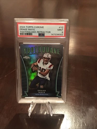 2024 Tops Chrome #Y2 Drake Maye Youth quake -Refractor PSA 9