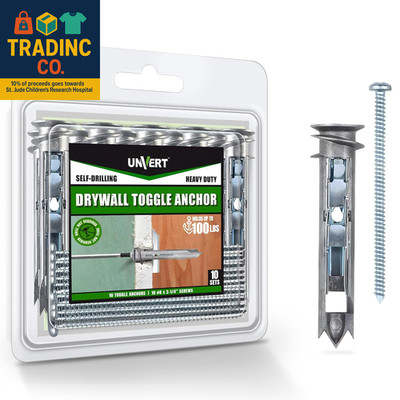 Self Drilling Ez Drywall Toggle Anchor Kit, Heavy Duty #8 Anchor with Screws - E