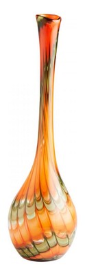 Orange Atu 23.75 Inch Tall Glass Vase