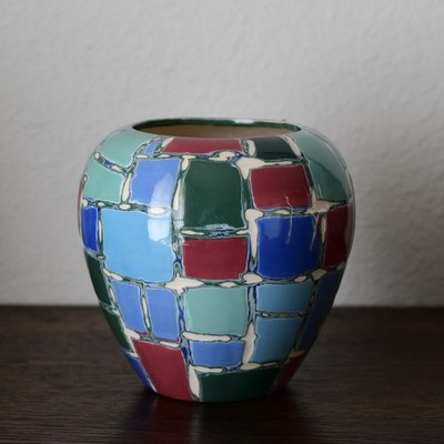 Vintage Beautiful Handmade Studio Pottery Multi Colored Vase Signed Breaux 1992