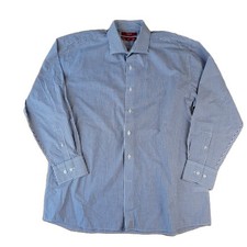 Fred Bracks Dress Shirt Mens Size 44 Blue/White Striped Button Up Long Sleeve