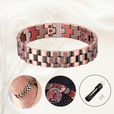 Pure Copper Magnetic Bracelet Men Arthritis Pain Relief Balance Energy/sizetool