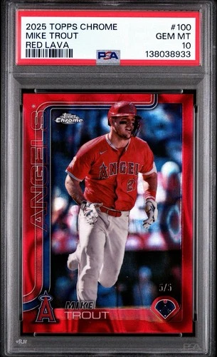2025 Topps Chrome - Mike Trout #100 Red Lava Refractor /5 PSA 10