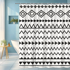 Black and White Patterned Shower Curtain for Stylish Bathroom Decor