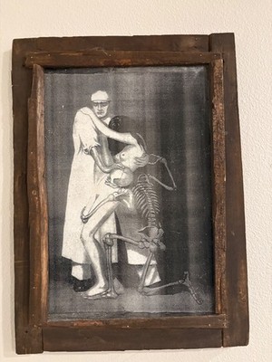 Antique Ivo Saliger Etching ''The Doctor and Death'' c. 1920 Memento Mori Art Prin