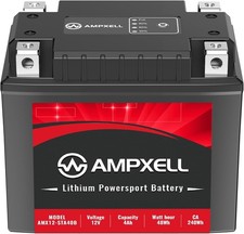 AMPXELL Lithium Powersport Battery, 12V, 4Ah, 48W, YTX14AH-BS, BTX14AH-BS
