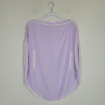 Vionnet Blouse 40 Purple Silk Sheer Slit Sleeve Tunic Top Flowy Minimalist