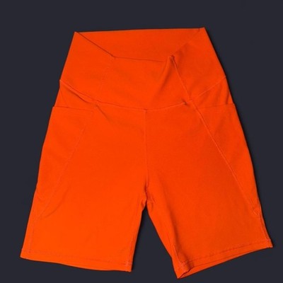 Wilo The Label Ribbed Crossover Bike Shorts-Orange-Large