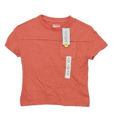 Cat Jack Boys Short Sleeve T Shirt Coral Orange XS 4/5 Relaxed Fit Pocket NWT