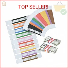 BLUE PANDA 300-Pack of Money Bands for Cash, Assorted Self-Adhesive Currency Str