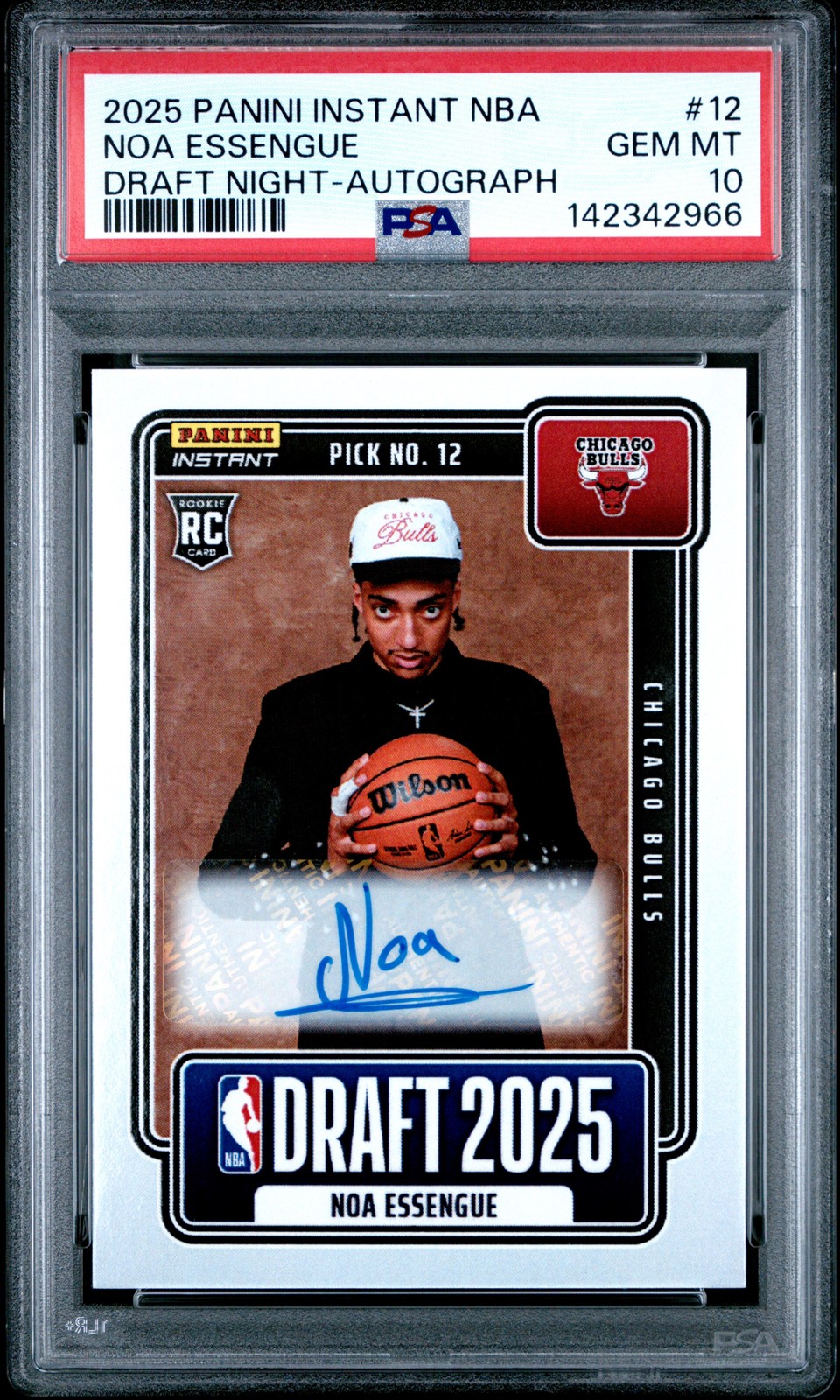 2025 Panini Instant NBA Draft Night #12 Noa Essengue Rookie Card RC Auto PSA 10