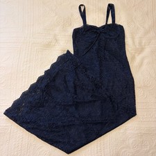 Thirty/Thirty LA Lace Slip Dress Size M Navy Blue Floral