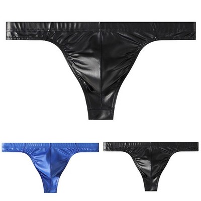 Herren Schmal Kunstleder G String Tanga T Rücken Unterwäsche Große Tasche M 2XL