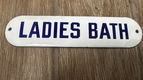 Vintage Berwyn Hotel Ladies Bath Porcelain Sign