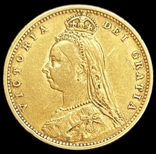 1890 GOLD GREAT BRITAIN 1/2 SOVEREIGN QUEEN VICTORIA SHIELD REVERSE COIN