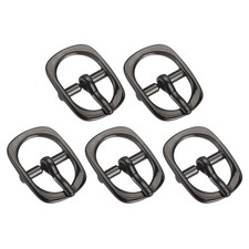 5Pcs 0.5" Single Prong Belt Buckle Oval Center Bar Buckles for Belt Black