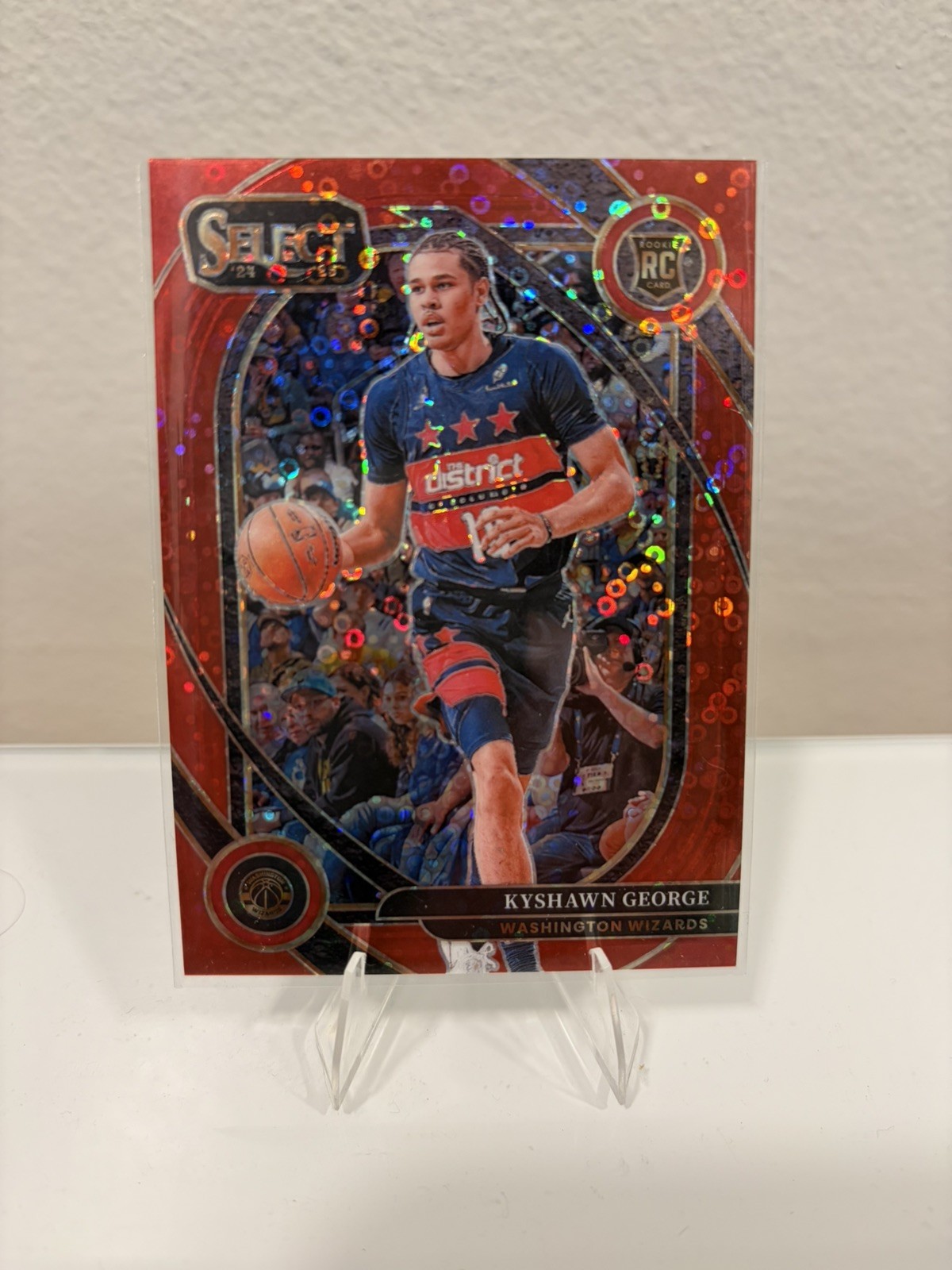 2024-25 Panini Select - Kyshawn George Courtside Red Disco Prizm /49 Wizards RC